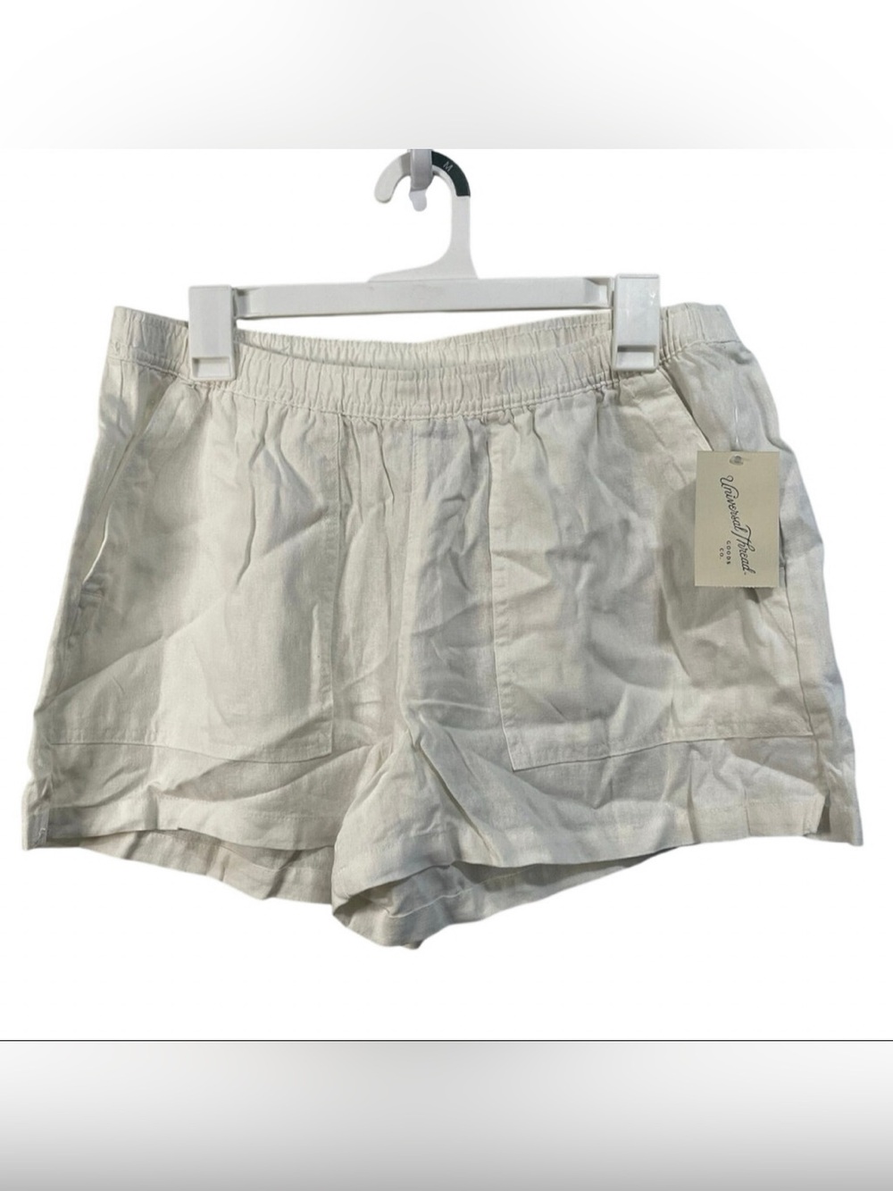 Universal Thread Cream Linen-Blend Elastic Waist Shorts